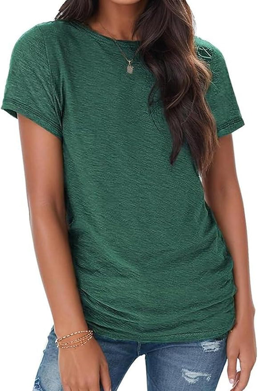 Soft Short Sleeve Shirts for Women, Crew Neck T Shirts for Women Loose Fitting Lightweight Top Basic Tee Shirt