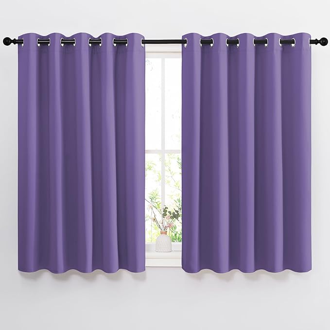 NICETOWN Blackout Curtains for Girls Room - Thermal Insulated Solid Grommet Room Darkening Panels/Drapes for Girl's Bedroom (Lilac Purple, 1 Pair, 66 by 54-Inch)