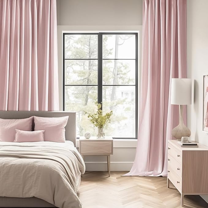 MIULEE Baby Pink Back Tab Blackout Curtains 120 Inch Long 2 Panels Set for Living Room Bedroom Privacy Rod Pocket/Pinch Pleated Extra Long Thermal Insulated Room Darkening Light Blocking 10FT Drapes