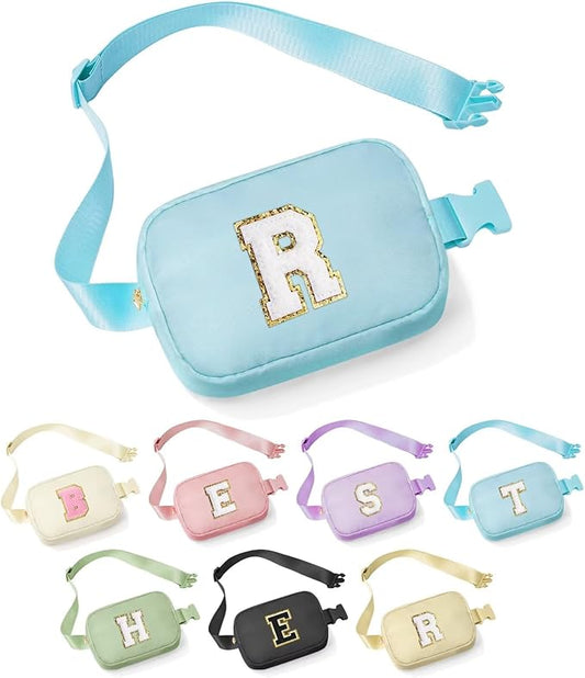 YOOLIFE Initial Belt Bag - Crossbody Bag for Women Blue Letter Monogrammed Everywhere Fanny Pack