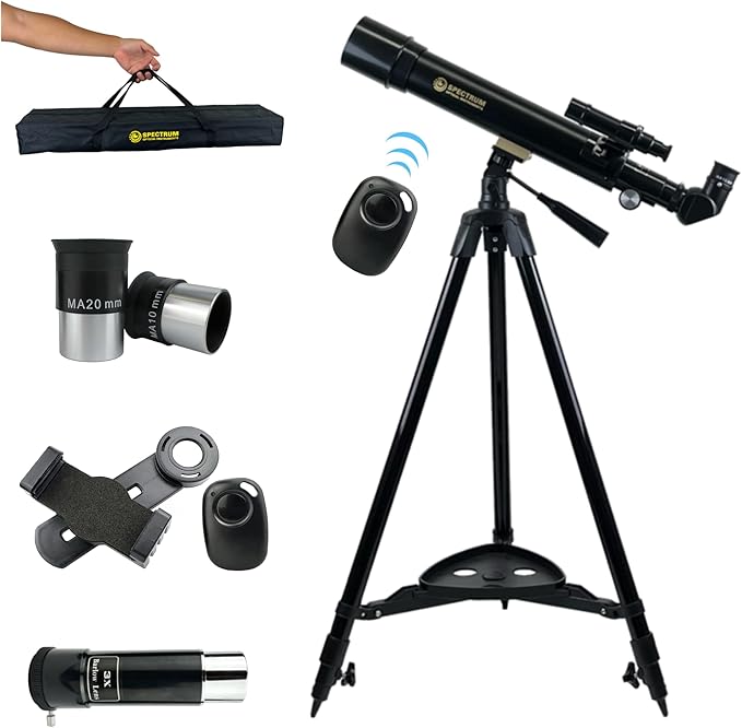 SpectrumOI Telescope for Kids & Adults - Astronomy Gift, 60mm Aperture Refractor with Carry Bag & Phone Holder