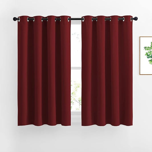 NICETOWN Blackout Draperies Curtain Panels - Thermal Insulated Solid Grommet Blackout Curtains/Panels/Drapes for Christmas (Burgundy Red, 1 Pair, 52 by 54-Inch)