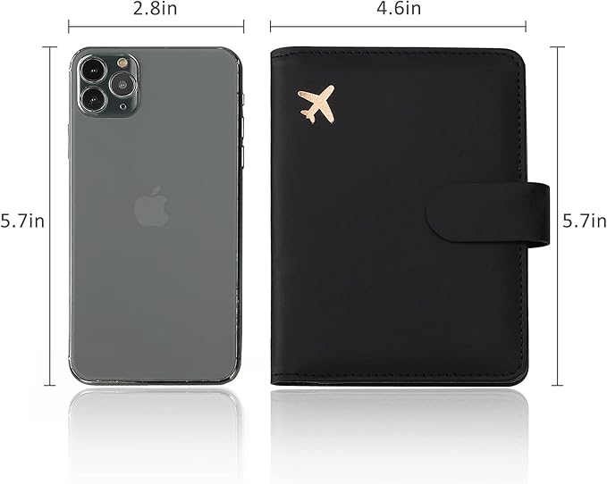 Melsbrinna Rfid Passport Holder for Travel women/Men, Cute Passport Wallet Rfid Blocking Card Slots, Rfid Passport Cover/CaseTravel Wallet, Passport Book Holder (1, Black)