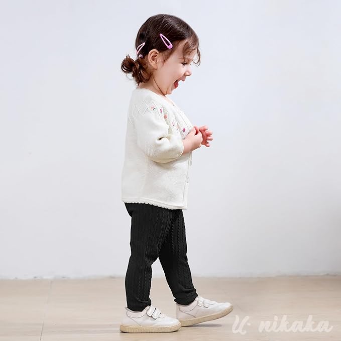 U·nikaka Toddler Baby Girls Pants Ribbed Infant Pants Leggings Toddler Baby Girl Bottoms Leggings 2 Packs
