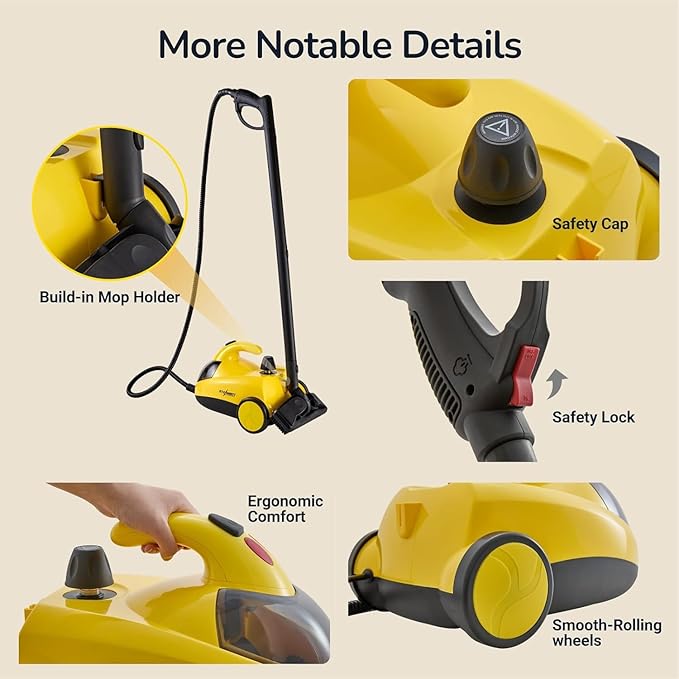 37-in-1 Steam Cleaner mop for Home & Car, 2L Water Tank, 4.3ft Hose, Deep Steam Cleaning for Floors, Tiles, Grout, Windows, Kitchen, Living Room – Multi-Surface Steamer