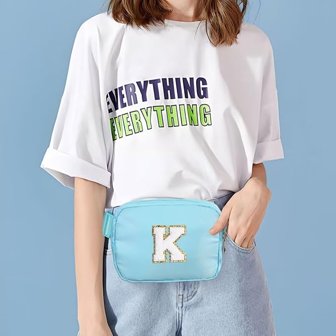 YOOLIFE Birthday Gifts for 4 5 6 7 8 9 10 11 12 13 14 Year Old Girls - Initial Fanny Pack Belt Bag Purse for Girls Teens Daughter Sister Niece, Personalized Trendy Stuff for Teen Girl Kids | Blue I