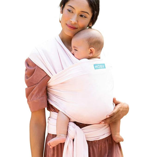 Moby Baby Wrap Carrier Classic for Newborns to Toddlers (8-33lbs), Infant Sling Carrier, Lightweight & Hands Free Design, Adjustable for All Body Types (Rose Quartz)