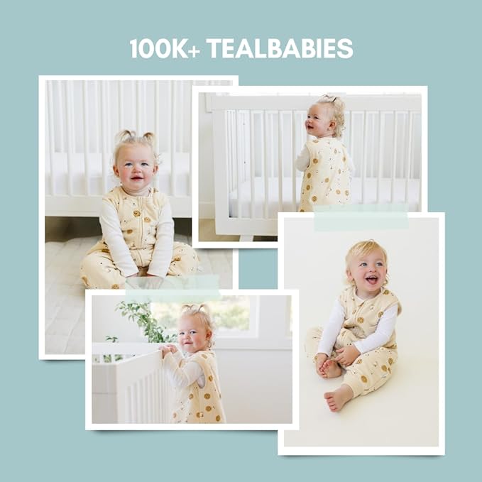 Tealbee Dreamsuit: Toddler Sleep Sack with Feet 2T 3T - 1.5 TOG Winter Baby Wearable Blanket for Walkers - Rayon made from Bamboo, Organic Cotton Sleep Bag - Cookies