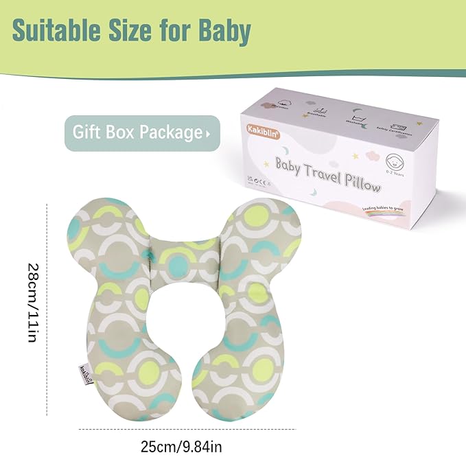 KAKIBLIN Baby Travel Pillow,Neck Pillows for Car Seat,Upgraded Baby Head Pillow,Toddler Head and Neck Support Pillow for Car Seat, Pushchair,Travel (Circle)