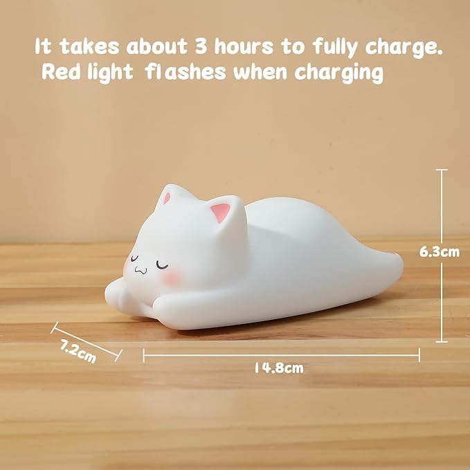 LOVERUIS Cute Night Light for Kids Cat Night-Light Baby Girl Squishy NightLight 1/3 Hour Timer Kitty Light Dimmable Nursery Lamp Colorful Nightlight Gift for Kid Toddler Kawaii Bedroom (Mimi)