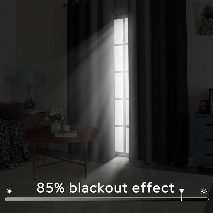 HOMEIDEAS Gray Grey Ombre Blackout Curtains, 52 X 96 Inch Length Gradient Color Room Darkening Curtains with Grommet Thermal Insulated Window Drapes for Living Room, Bedroom, 2 Panels