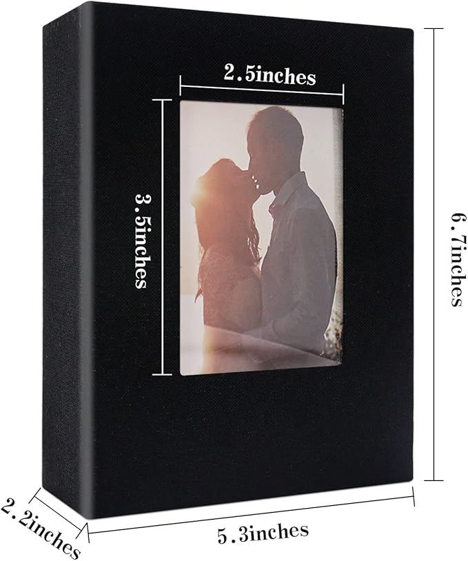 Vienrose Small Photo Album 4x6 100 Photos Linen Cover Picture Book with Front Window for Baby Wedding Children