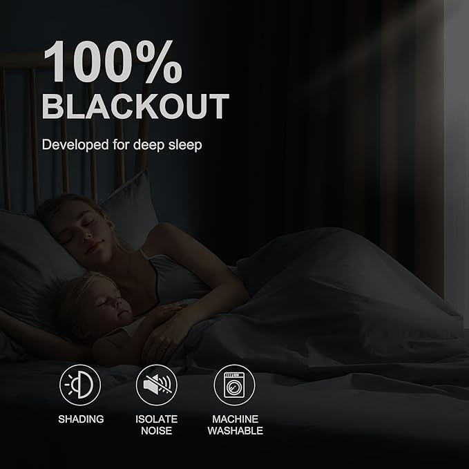 NICETOWN 100% Blackout Curtains for Bedroom 84 inch Long Thermal Insulated Blackout Curtains for Living Room, Energy Saving Grommet Drapes for Patio Door (1 Pair, Khaki, 42W x 84L)