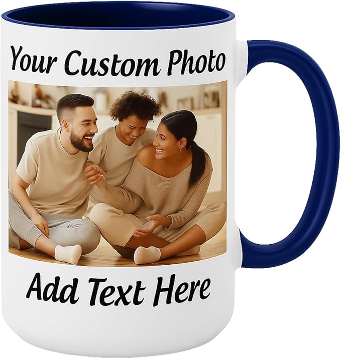 Customized Photo Mug with Personalized Text Upload Your Image with Different Designs