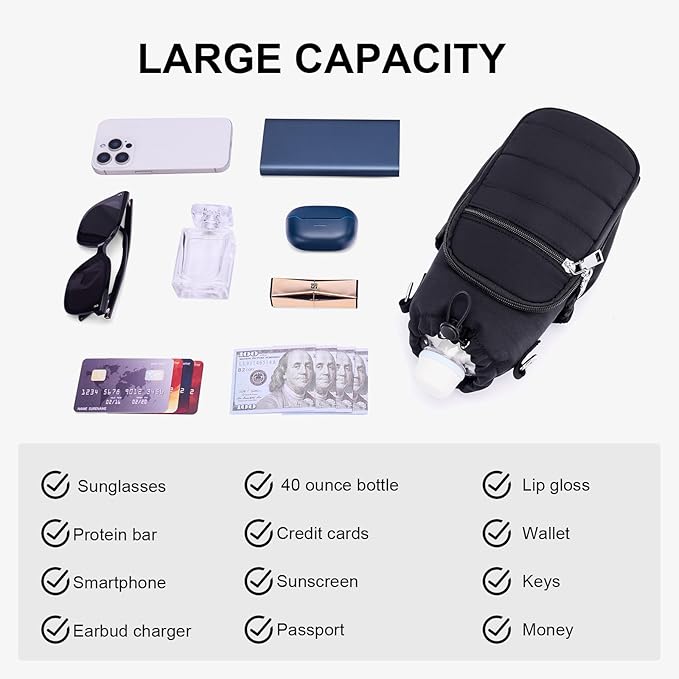 Water Bottle Bag 40 oz Crossbody Holder for Walking Hiking Insulated Carrier Purse with Adjustable Strap