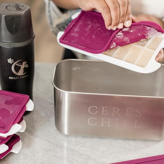 CERES CHILL The Milkstache Luxe Reusable Breastmilk Freezer Storage Container - 1/2 Ounce Cubes fit Any Baby Bottle, Freezing Pumped Milk has Never Been Easier (Stainless Steel), 1 Count