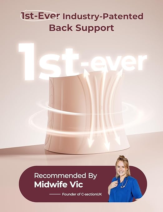 Momcozy Ergowrap Postpartum Belly Band for Natural and C-Section Recovery, Abdominal Binder with 3D Abdomen Lifting & Ergonomic Back Support, Seamless Belly Wrap Shapewear for Post Surgery Recovery
