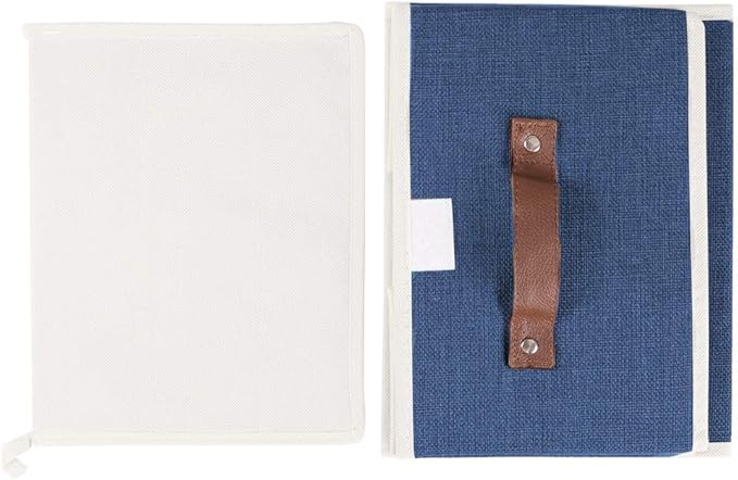 Lucky Monet Storage Bins Boxes with Lids 2 Pack Decorative Storage Boxes Collapsible Fabric Storage Basket Containers Lidded Storage Cube for Organizing Closet Home Office, 10"x 8"x 7" (Blue)