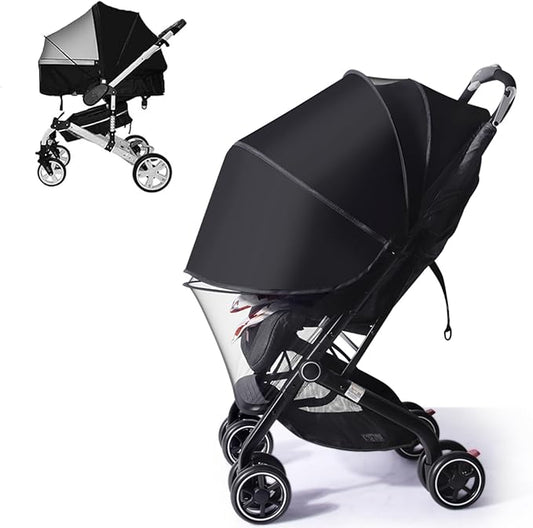 UPF50+ Sunshade Stroller Cover, Universal Breathable 3D Baby Mosquito Net, 2-in-1 Stroller Sun Shade with Two-Way Zipper, UV Protection, Privacy Netting for Stroller