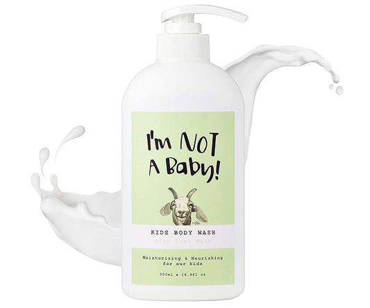 I'm NOT A Baby! Kids Body Wash– Dermatologist Tested, Allergen free, Cruelty-free, PETA, Gentle for Kids, Goat Milk, 16.9 Fl Oz