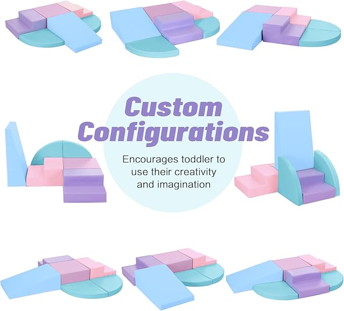 6-Piece Foam Climbing Blocks for Toddlers: Colorful Climbing Gym PU Leather Baby Foam Building Blocks Indoor Toy