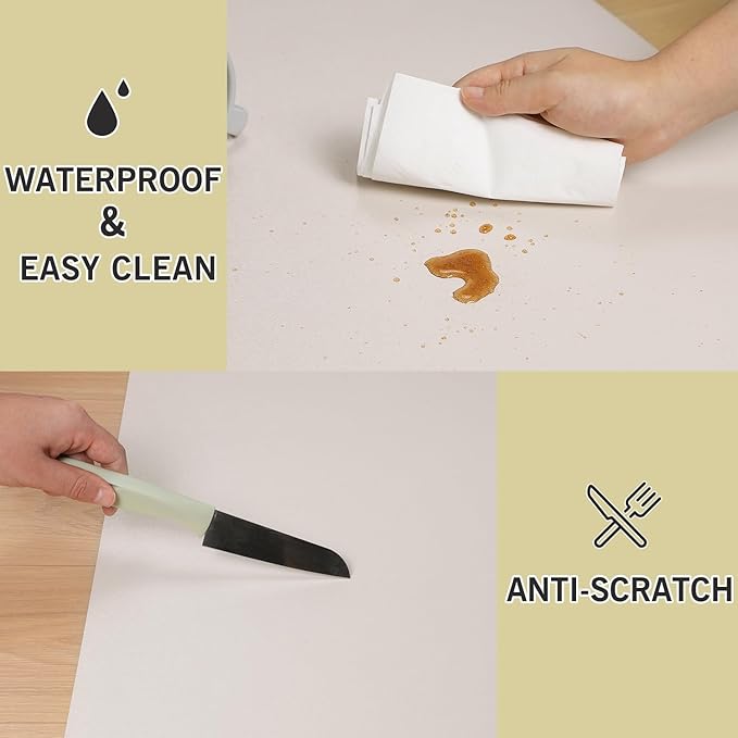 Soft Plastic Floor Mat for Under Dining Table, 5'×7' Beige Waterproof Vinyl Area Rug for Living Room, Non-Slip Multi-Pupose Floor Cover Protector for High Traffic Areas