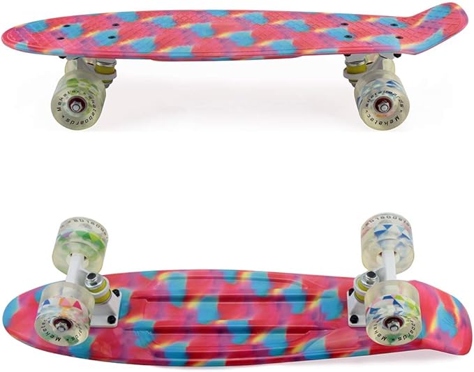 Skateboards Complete 22 Inch Mini Cruiser Retro Skateboard for Kids Boys Youths Beginners