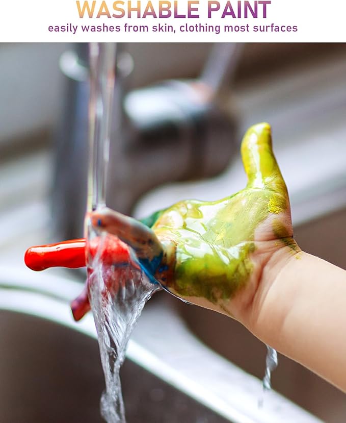 Nicpro 14 Colors Large Washable Paint Set for Kid (16.9 oz, 500 ml), Acrylic Bulk Paint Supplies Non Toxic Children Tempera Paint for Art, Craft DIY, Poster & Finger Paint, School, Party, Classroom