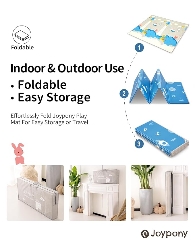 Baby Play Mat,79"X71"X0.6"Extra Large Thick Reversible Foldable Play Mats for Babies and Toddlers,Waterproof Anti-Slip Portable Baby Floor Mat for Tummy Time,Baby Mat for Floor with Travel Bag