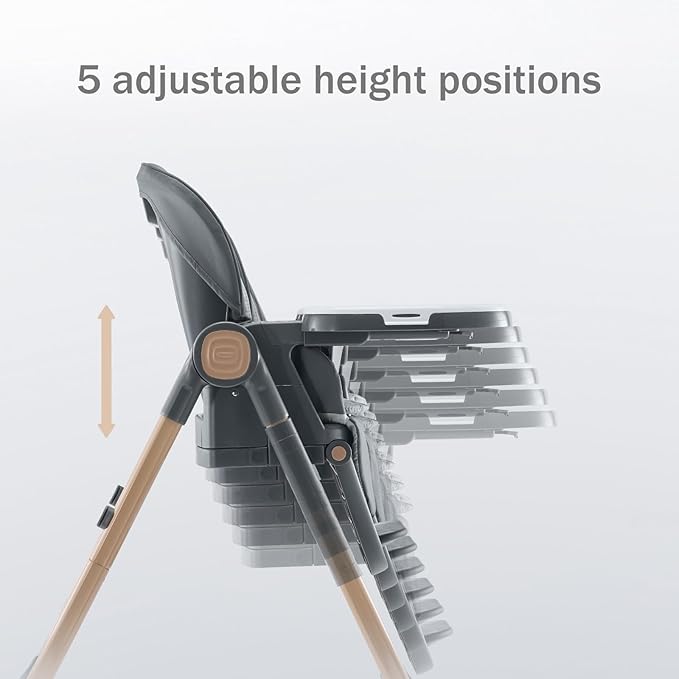 6 in 1 Convertible High Chairs for Babies and Toddlers,Portable High Chair with Dishwasher Tray and 4 Wheel,Booster Seat for Dining Table,Foldable Toddle and Baby Feeding Highchair (Gold-Grey)