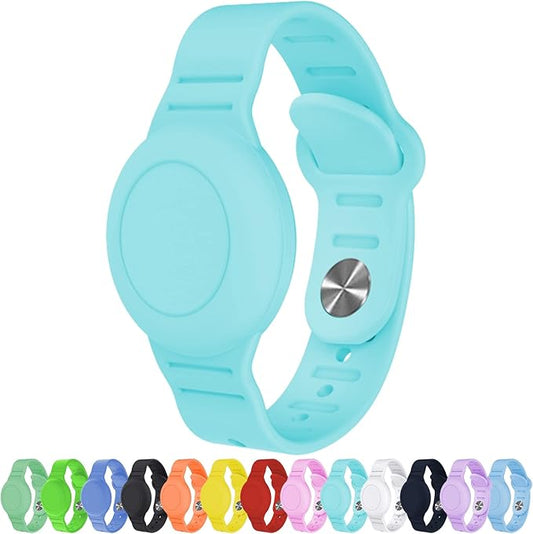 Waterproof AirTag Bracelet for Kids, Hidden Silicone Wristband for AirTag, GPS Tracker Case for Air Tag Holder Strap Band for Child Toddler, Secure Anti-Loss Protection(Mint Green)