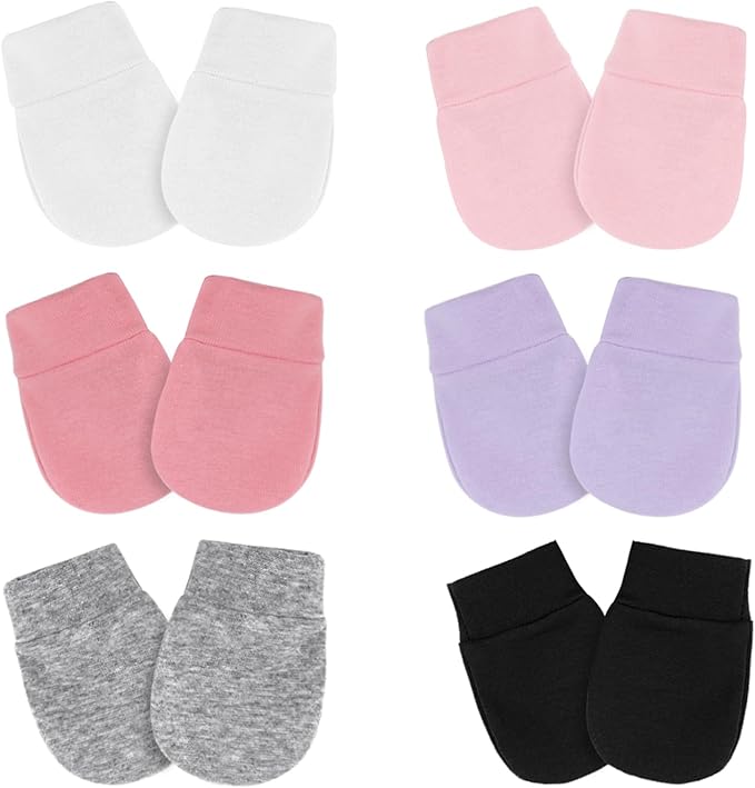 Newborn Baby Mittens No Scratch Cotton Elastic Wrist Gloves Infant Toddler Mittens for Baby Boy Girl 0-6 Months