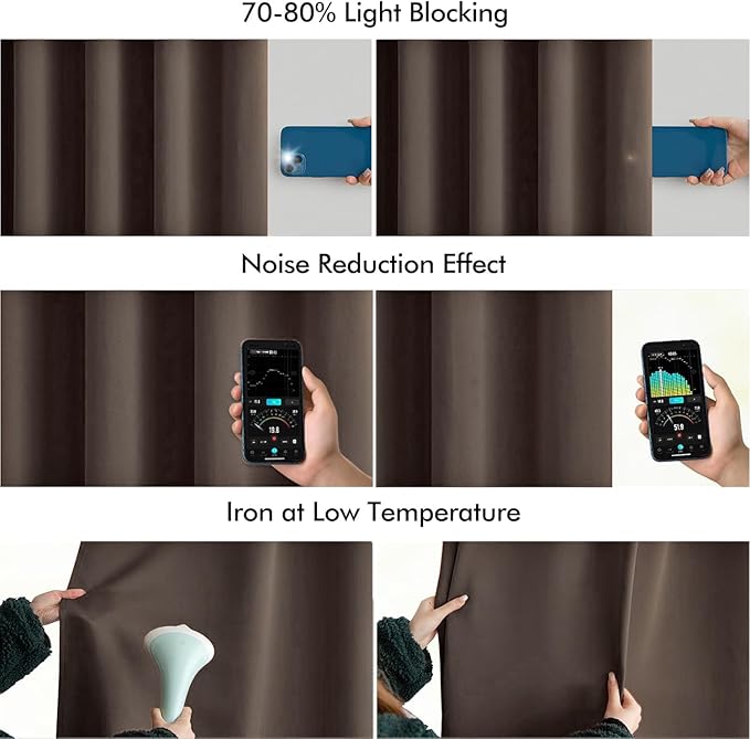 MIULEE Chocolate Brown Back Tab Blackout Curtains 90 Inches Long 2 Panels Set for Living Room Bedroom Privacy, Rod Pocket/Pinch Pleat Thermal Insulated Room Darkening Pleated Light Blocking Drapes