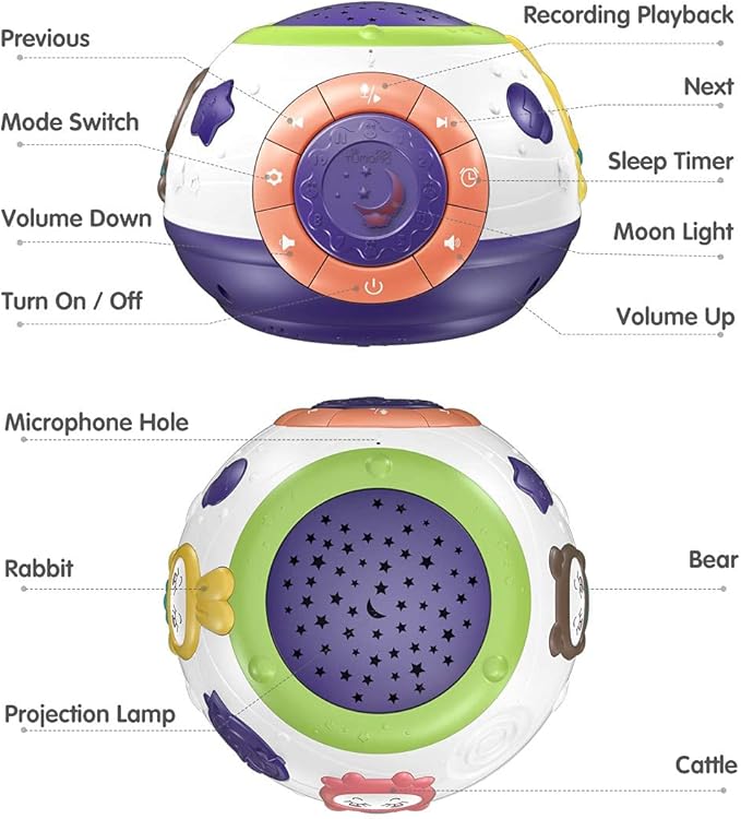 TUMAMA Baby Toy Gifts for Newborn, Toddlers Night Light Star Projector, Baby Sleep Soother Sound Machine, Talking Baby Toys