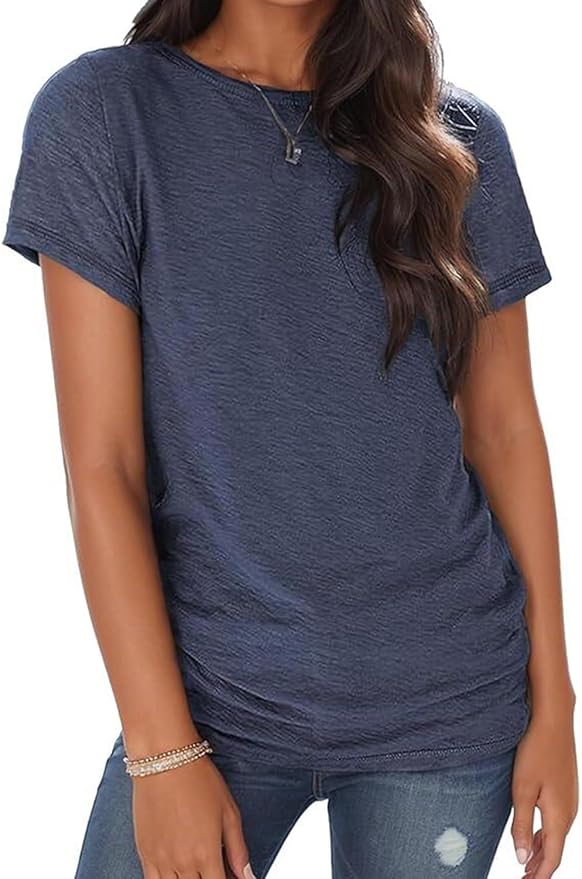 Soft Short Sleeve Shirts for Women, Crew Neck T Shirts for Women Loose Fitting Lightweight Top Basic Tee Shirt