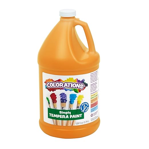 Colorations Paraben-Free Tempera Paint for Kids - 1 Gallon, Vibrant Orange Non-Toxic and Made in the USA, Classroom Must Haves, Bulk Arts and Crafts Supplies
