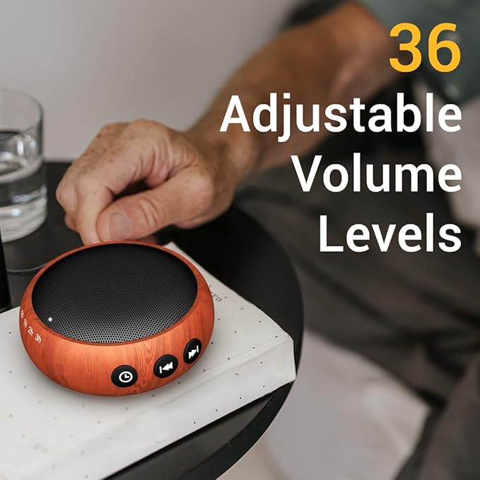 SoundMe Small Sound Machine Brown Noise Machine 30 Soothing Natural Sounds Rain Fan Pink White Noise Machine for Baby Kids Adults with 36 Volume Control Powered by AC or USB Sleep Timer Wood Grain