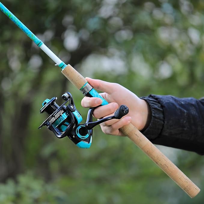 Sougayilang Fishing Rod and Reel Combo, 2-Piece 5-Foot 6-Inch Graphite & Fiberglass Rod, Durable and Strong, Quickset Anti-Reverse Fishing Reel (1Pack/2Pack)