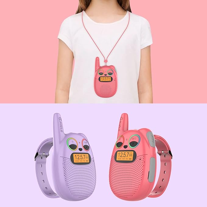 Walkie Talkies for Kids Rechargeable, Christmas Birthday Gifts for Girls Age 3-9,Easy to Use Kids Walkie Talkies,Spy Games Toys for 3 4 5 6 7 8 9 10 12 Year Old Girl with USB Chargeable Battery 2 Pack