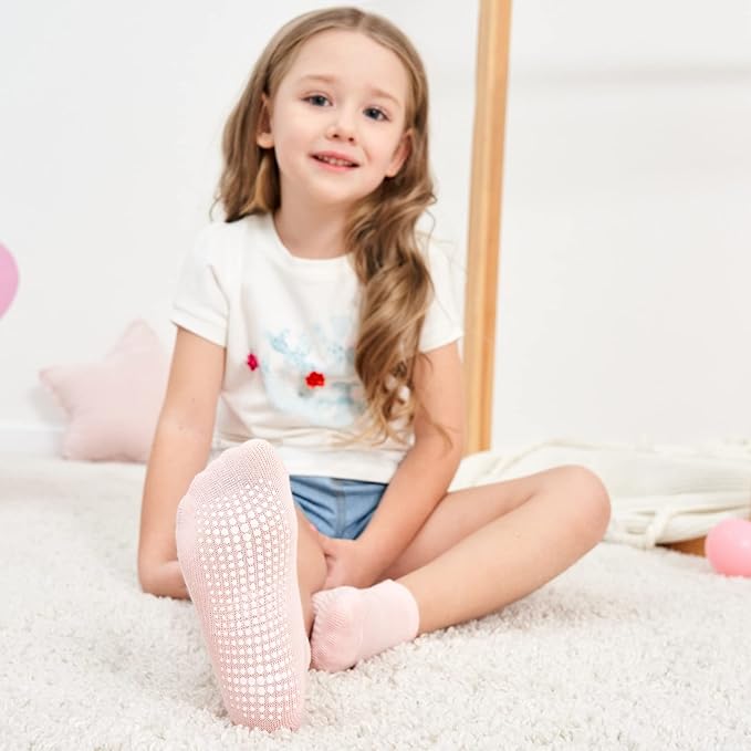 Zaples Baby Non Slip Grip Ankle Socks with Non Skid Soles for Infants Toddlers Kids Boys Girls