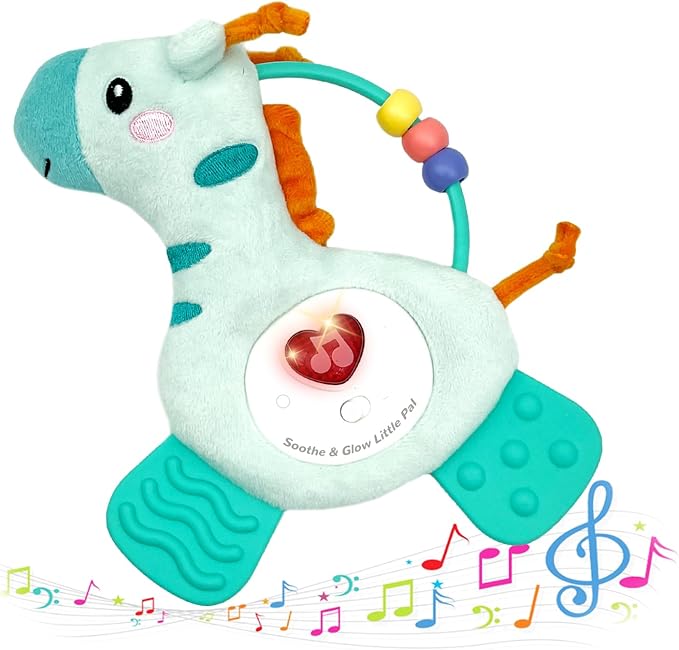 Baby Musical Activity Soft Toys with Sound & Light, Sensory Toys for Infant Developmental with Teether, Rattle and Textures, Soft Plush Toy for Newborn Gift 6 to 12 Months (Giraffe)