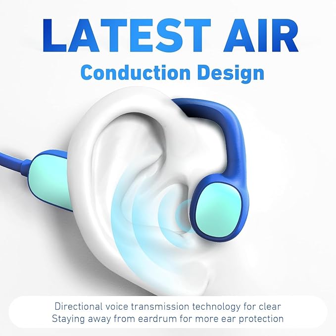 Kids Headphones, Bluetooth 5.2 Air Conduction Open Ear Headphones, 85dB Volume Limiting, Blue Pink