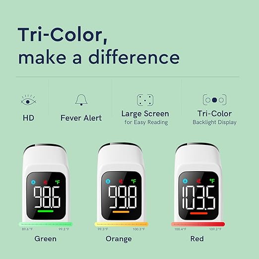 Touchless Thermometer for Adults and Kids, Fast Accurate Thermometer with Fever Alarm, 1S Reading & Silent Mode (LED-White)