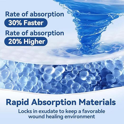 Dimora Silicone Super Absorbent Wound Dressings - Gentle Adhesive Bandages with Ultrasorb Polymer,Heavy Exudate Wound Care Pads 5"X 5" 10 Packs