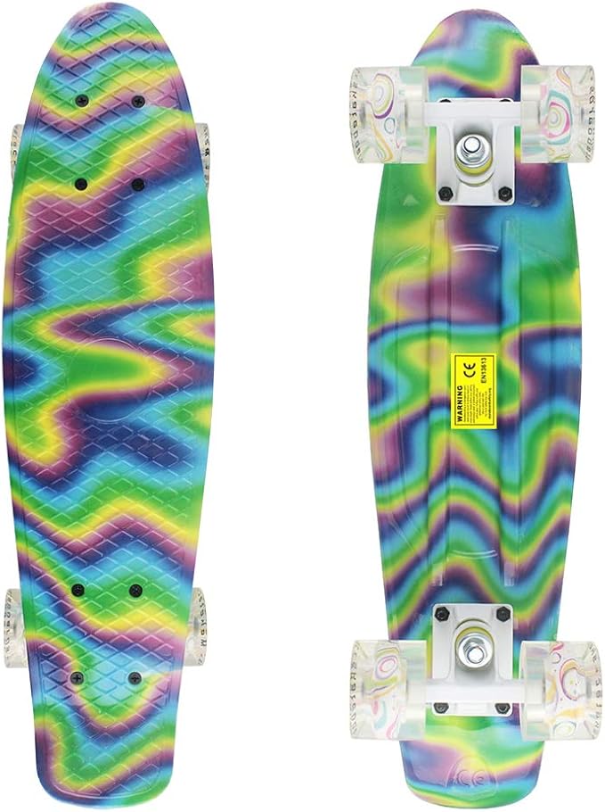 Skateboards Complete 22 Inch Mini Cruiser Retro Skateboard for Kids Boys Youths Beginners