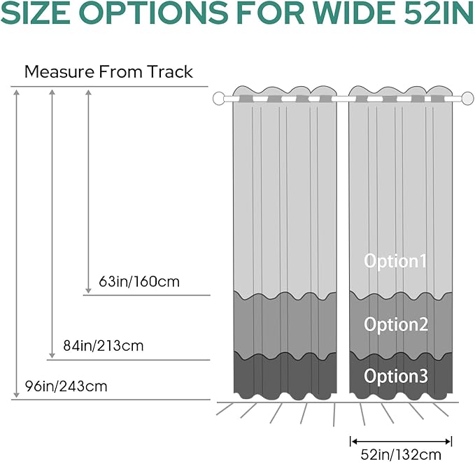 HOMEIDEAS Grey Gray Ombre Blackout Curtains 52 X 84 Inch Length Gradient Room Darkening Thermal Insulated Energy Saving Grommet 2 Panels Window Drapes for Living Room, Bedroom