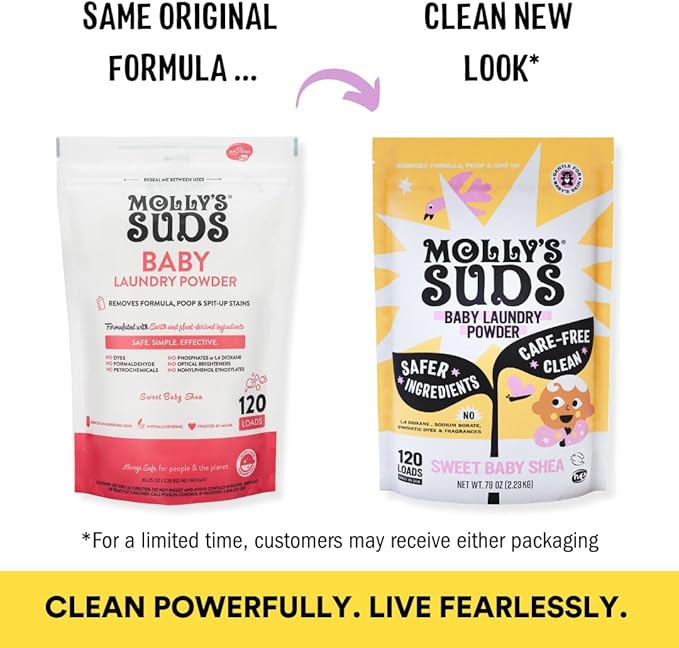 Molly's Suds Baby Laundry Detergent Powder | Removes Formula, Poop & Spit-Up Stains | Extra Gentle for Newborns (Sweet Baby Shea)