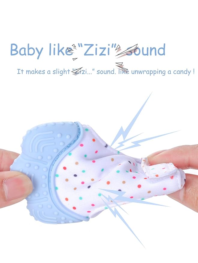 Giftty Teething Mitten Chew Mitt Baby Teether Glove - Self Soothing Teether, Teething Pain Relief Soothing Toy, Prevent Scratches - For 0-6 Months
