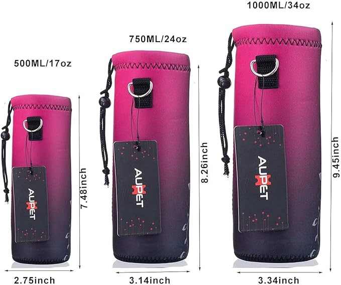 AUPET Water Bottle Sling Bag Carrier Crossbody Sleeve,Insulated Neoprene Bottle Case Holder Pouch Cover 500ML/17oz with Shoulder Strap for Walking Women Men
