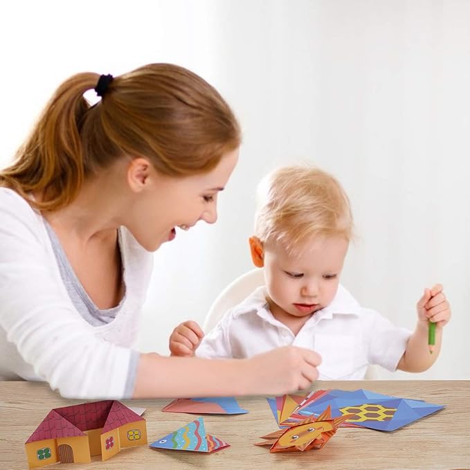 Origami Kit for Kids Ages 5-8 8-12, with Guiding Book, 98 Sheets Paper with 47 Patterns, DIY Art and Craft Projects, Beginners Children's Day Gift Boy Girl